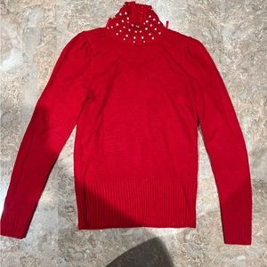 Red jeweled sweater